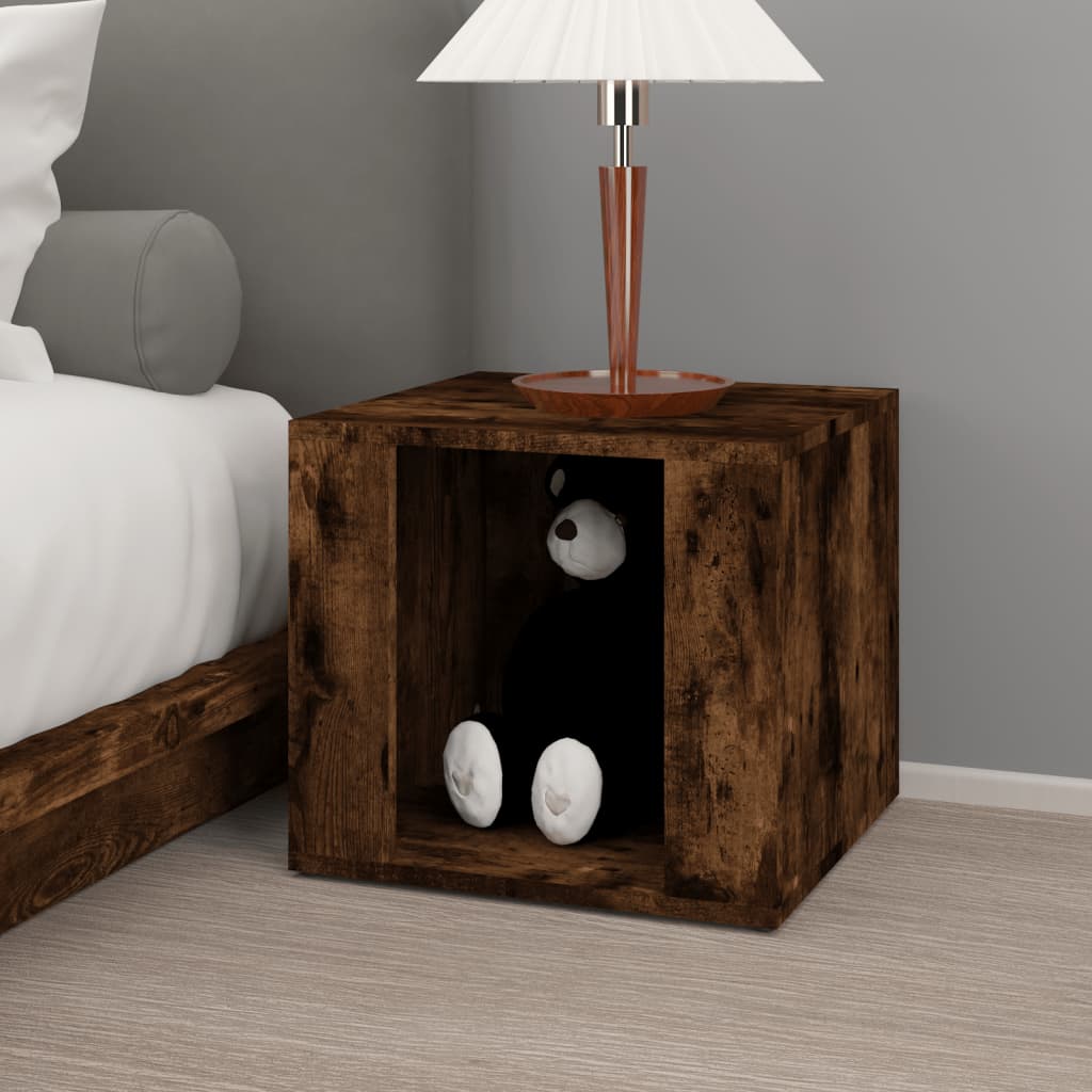 Nachtkastje 41x40x36 cm bewerkt hout gerookt eikenkleurig is nu te koop bij PeponiXL, paradijselijk wonen!