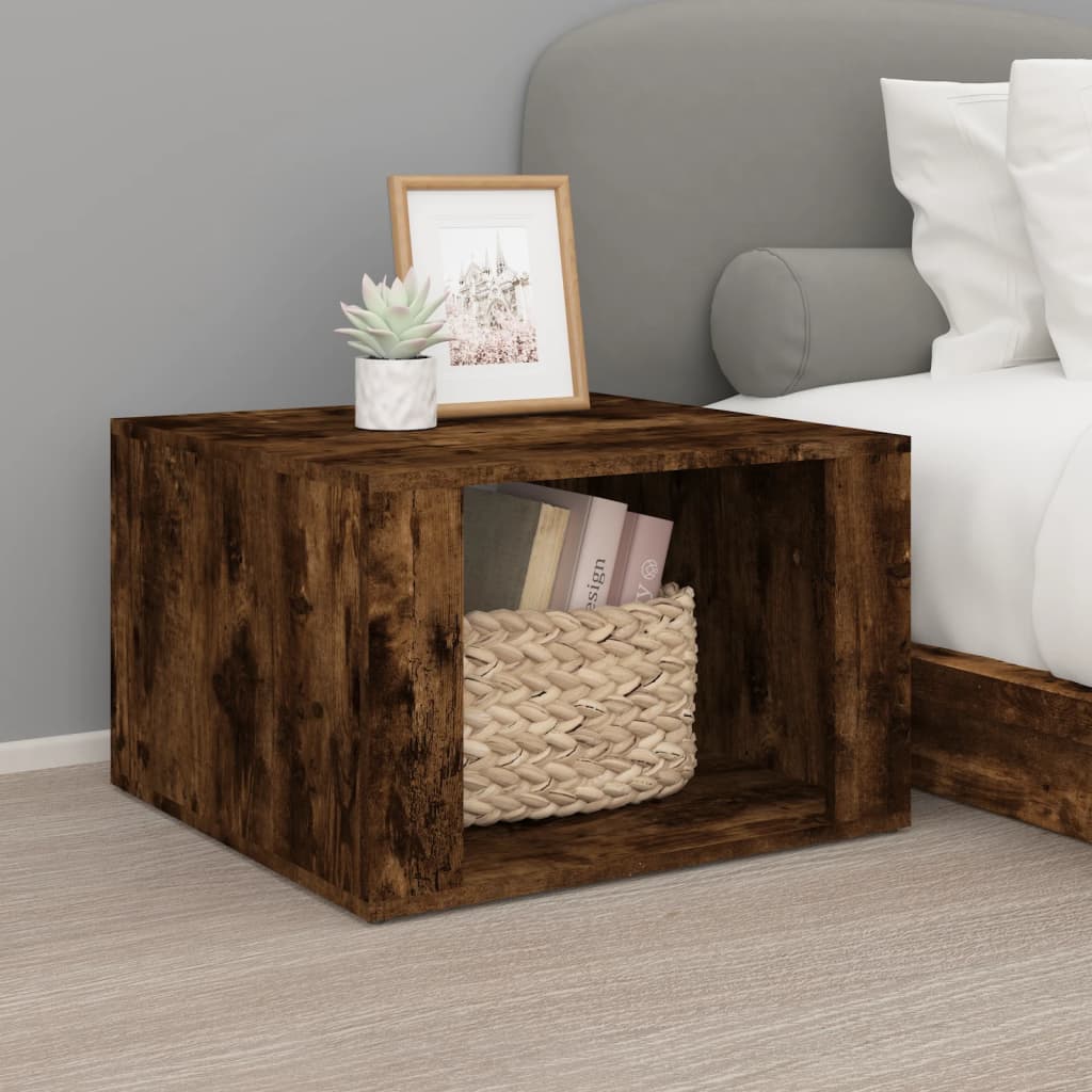 Nachtkastje 57x55x36 cm bewerkt hout gerookt eikenkleurig is nu te koop bij PeponiXL, paradijselijk wonen!