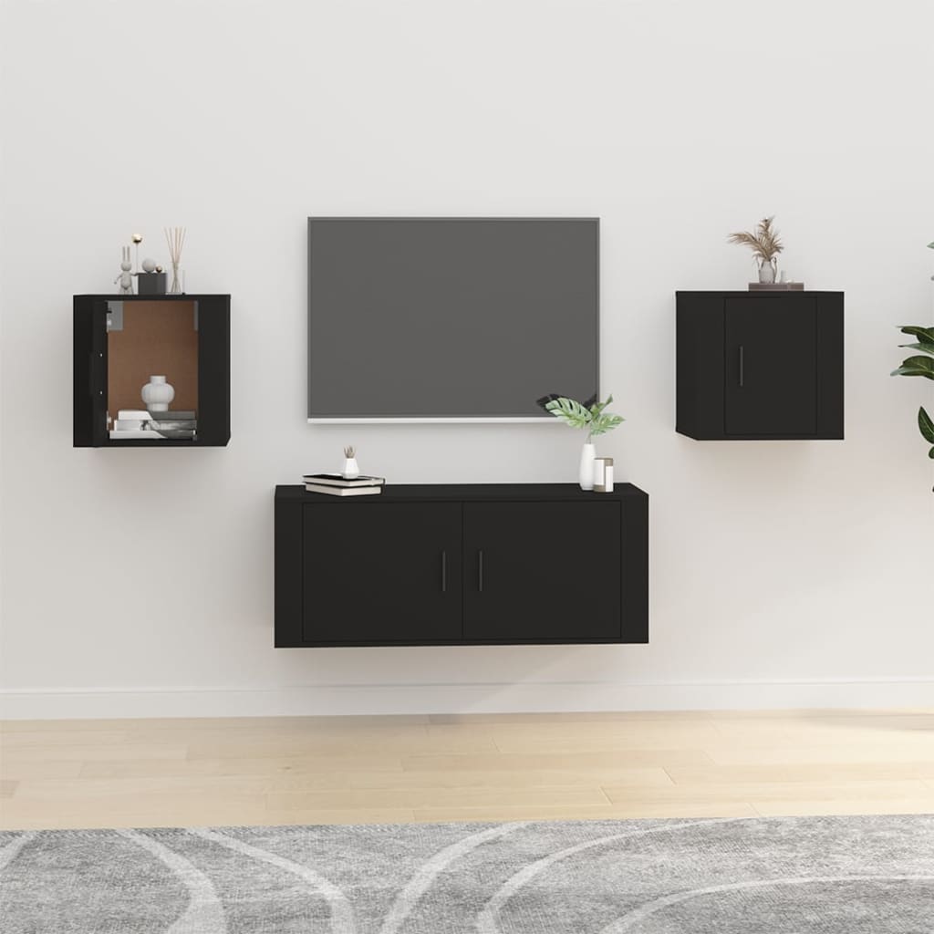 Tv-wandmeubels 2 st 40x34,5x40 cm zwart is nu te koop bij PeponiXL, paradijselijk wonen!