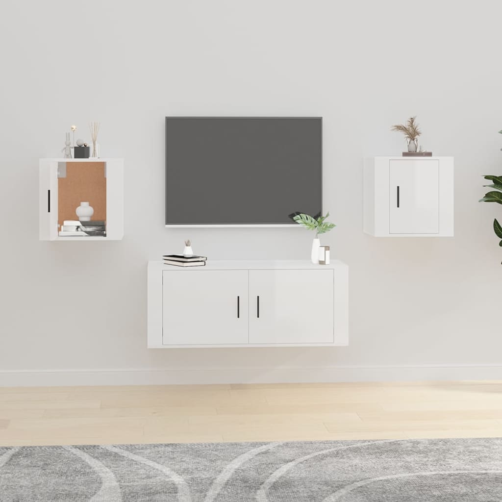 Tv-wandmeubels 2 st 40x34,5x40 cm hoogglans wit is nu te koop bij PeponiXL, paradijselijk wonen!