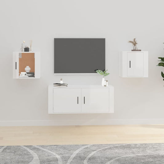 Tv-wandmeubels 2 st 40x34,5x40 cm hoogglans wit is nu te koop bij PeponiXL, paradijselijk wonen!