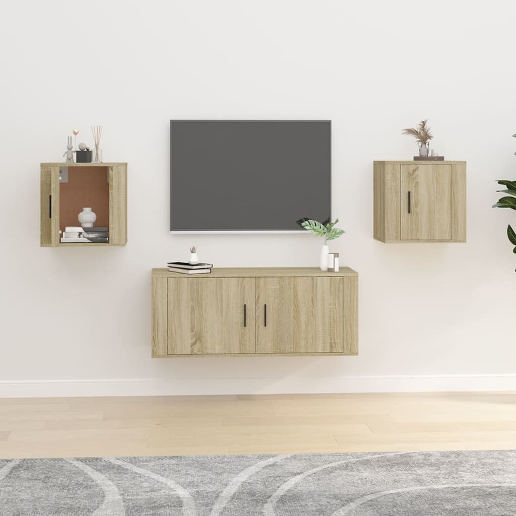 Tv-wandmeubels 2 st 40x34,5x40 cm sonoma eikenkleurig is nu te koop bij PeponiXL, paradijselijk wonen!