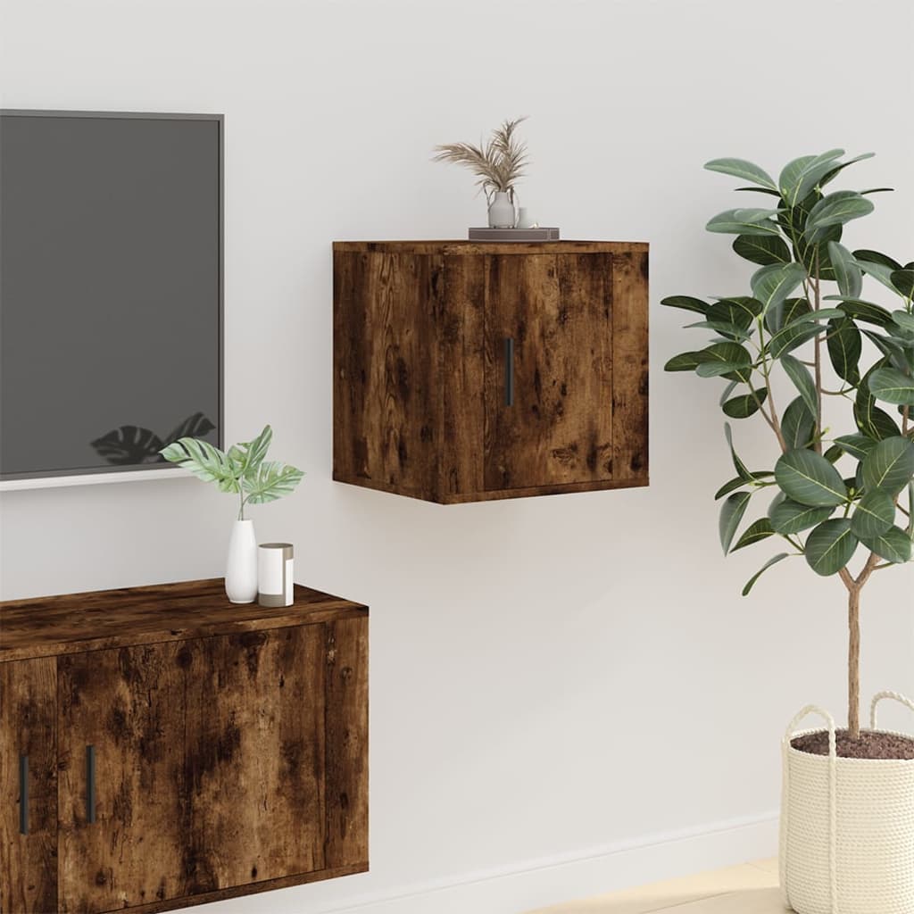 Tv-wandmeubels 2 st 40x34,5x40 cm gerookt eikenkleurig is nu te koop bij PeponiXL, paradijselijk wonen!