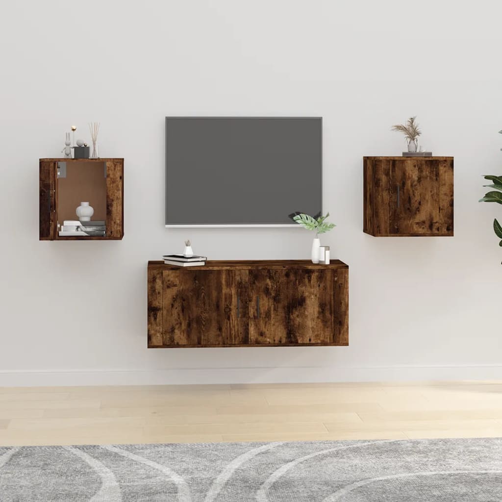 Tv-wandmeubels 2 st 40x34,5x40 cm gerookt eikenkleurig is nu te koop bij PeponiXL, paradijselijk wonen!