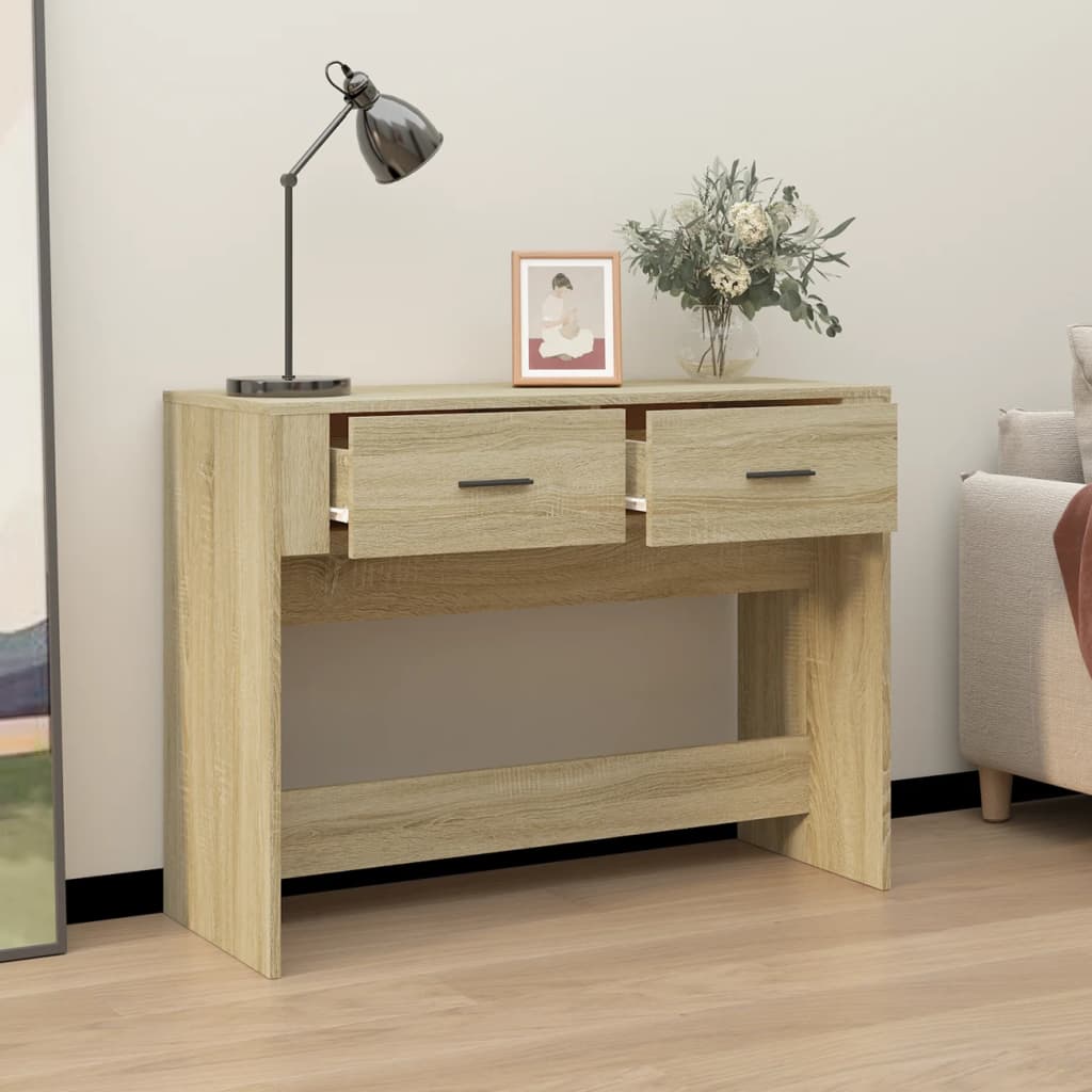 Wandtafel 100x39x75 cm bewerkt hout sonoma eikenkleurig is nu te koop bij PeponiXL, paradijselijk wonen!