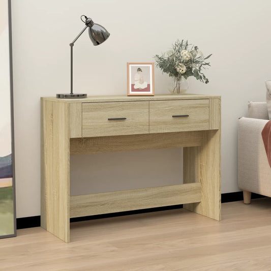 Wandtafel 100x39x75 cm bewerkt hout sonoma eikenkleurig is nu te koop bij PeponiXL, paradijselijk wonen!