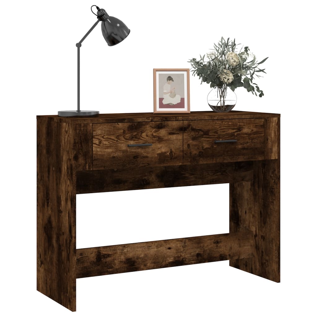 Wandtafel 100x39x75 cm bewerkt hout gerookt eikenkleurig is nu te koop bij PeponiXL, paradijselijk wonen!