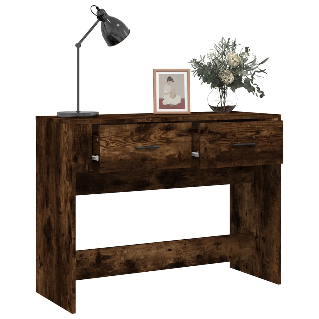 Wandtafel 100x39x75 cm bewerkt hout gerookt eikenkleurig is nu te koop bij PeponiXL, paradijselijk wonen!