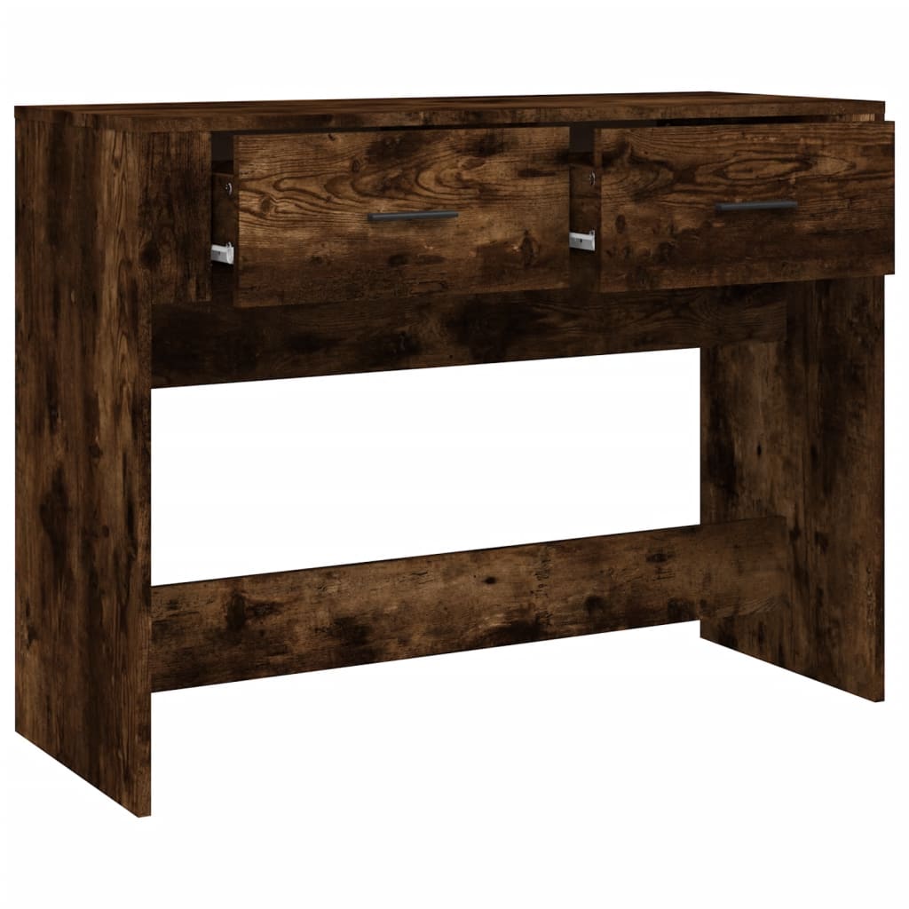 Wandtafel 100x39x75 cm bewerkt hout gerookt eikenkleurig is nu te koop bij PeponiXL, paradijselijk wonen!