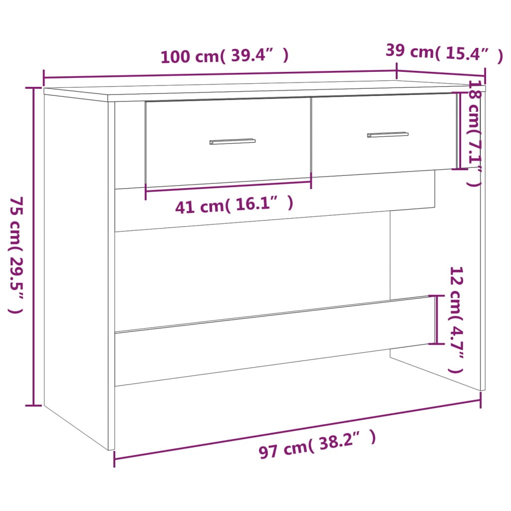 Wandtafel 100x39x75 cm bewerkt hout gerookt eikenkleurig is nu te koop bij PeponiXL, paradijselijk wonen!