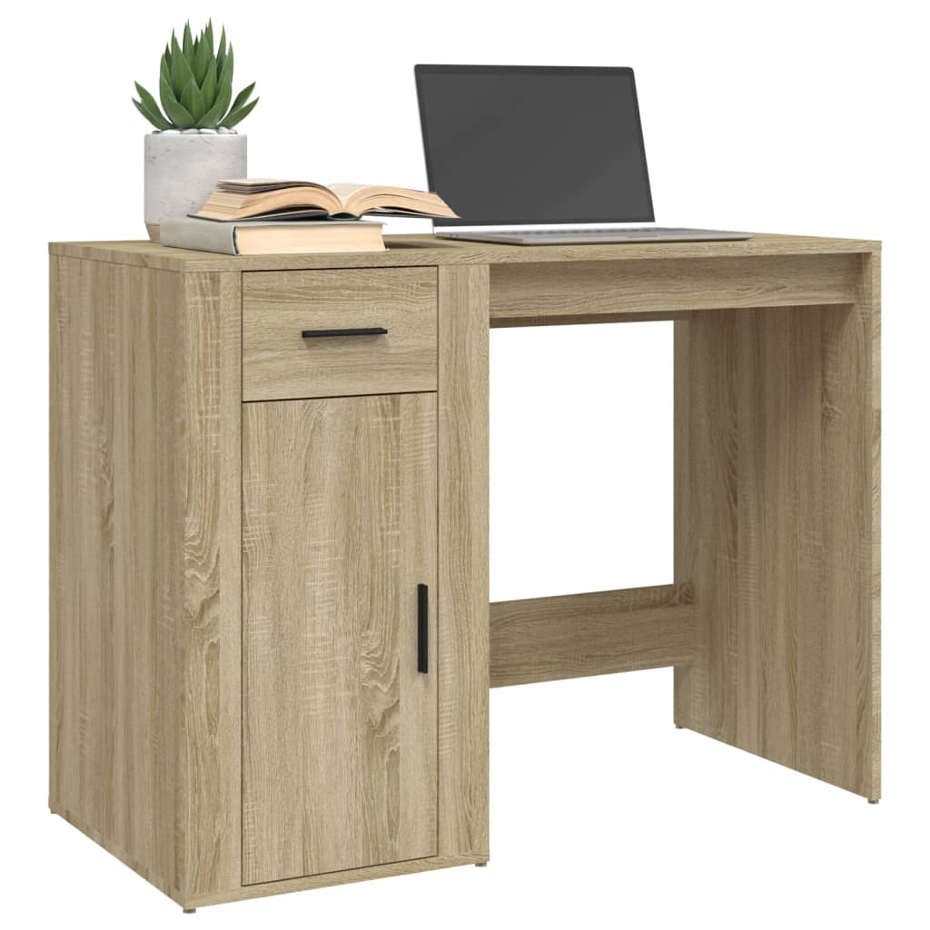 Bureau 100x49x75 cm bewerkt hout sonoma eikenkleurig is nu te koop bij PeponiXL, paradijselijk wonen!