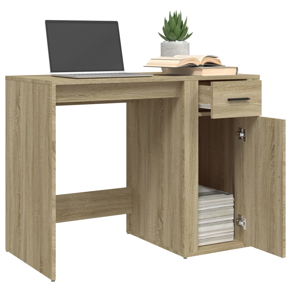 Bureau 100x49x75 cm bewerkt hout sonoma eikenkleurig is nu te koop bij PeponiXL, paradijselijk wonen!