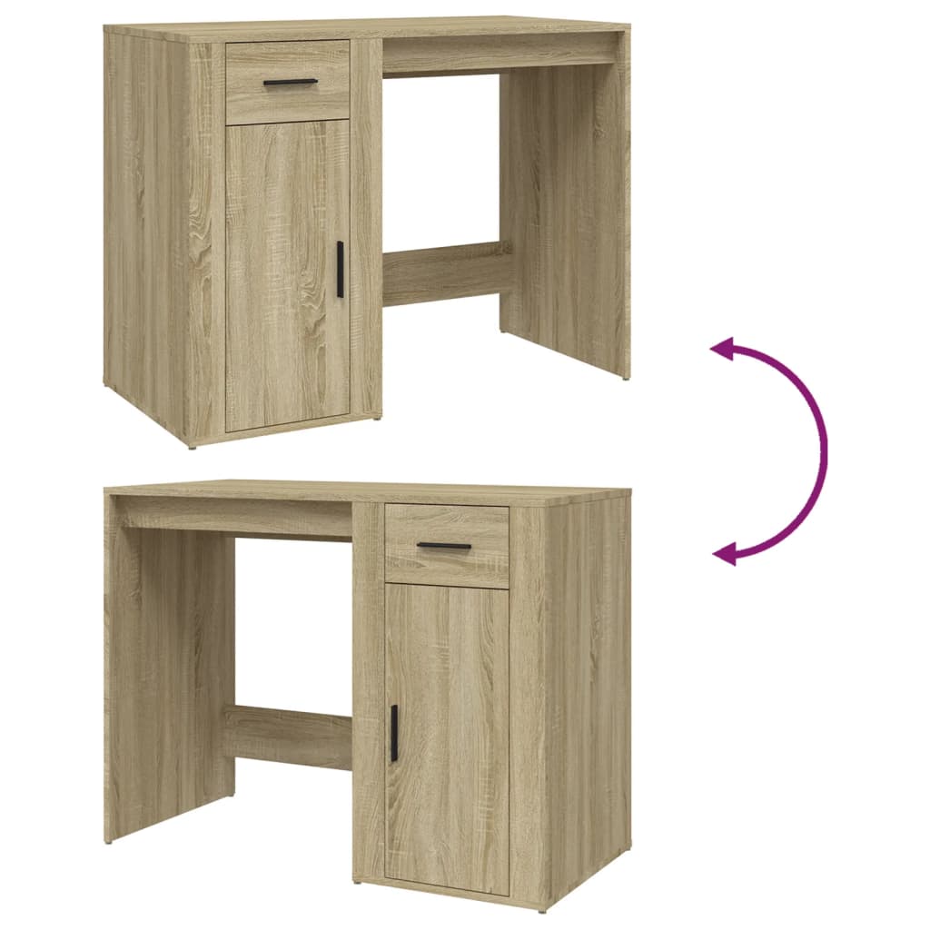 Bureau 100x49x75 cm bewerkt hout sonoma eikenkleurig is nu te koop bij PeponiXL, paradijselijk wonen!