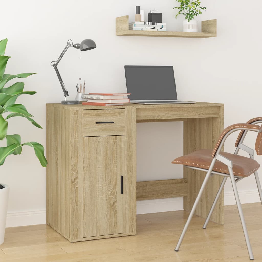 Bureau 100x49x75 cm bewerkt hout sonoma eikenkleurig is nu te koop bij PeponiXL, paradijselijk wonen!