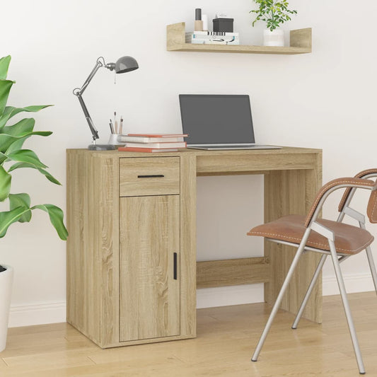 Bureau 100x49x75 cm bewerkt hout sonoma eikenkleurig is nu te koop bij PeponiXL, paradijselijk wonen!