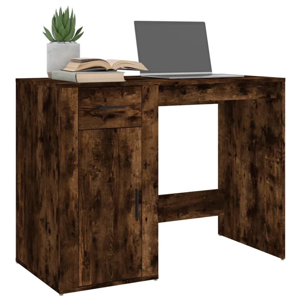 Bureau 100x49x75 cm bewerkt hout gerookt eikenkleurig is nu te koop bij PeponiXL, paradijselijk wonen!