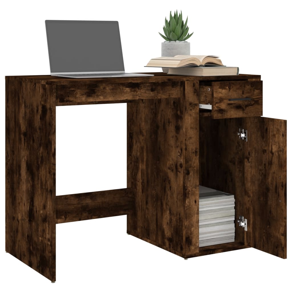 Bureau 100x49x75 cm bewerkt hout gerookt eikenkleurig is nu te koop bij PeponiXL, paradijselijk wonen!