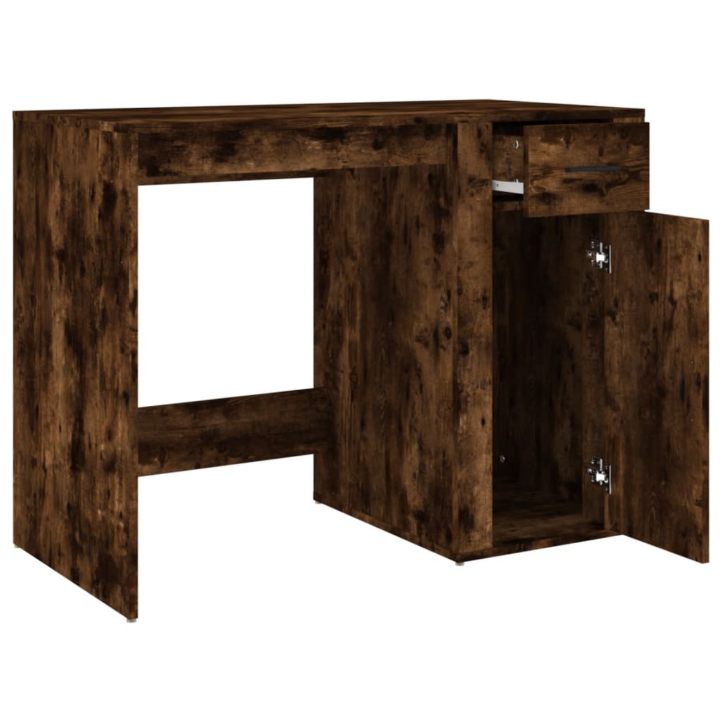 Bureau 100x49x75 cm bewerkt hout gerookt eikenkleurig is nu te koop bij PeponiXL, paradijselijk wonen!
