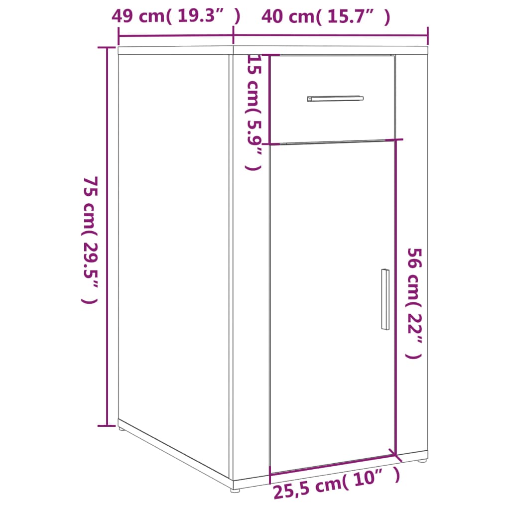 Bureaukastje 40x49x75 cm bewerkt hout hoogglans wit is nu te koop bij PeponiXL, paradijselijk wonen!