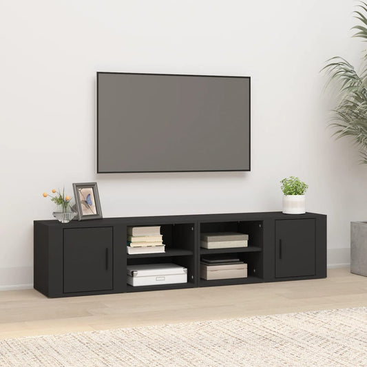 Tv-meubels 2 st 80x31,5x36 cm bewerkt hout zwart is nu te koop bij PeponiXL, paradijselijk wonen!