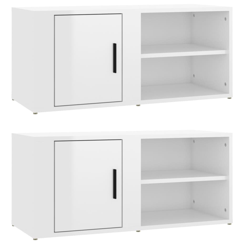 Tv-meubels 2 st 80x31,5x36 cm bewerkt hout hoogglans wit is nu te koop bij PeponiXL, paradijselijk wonen!
