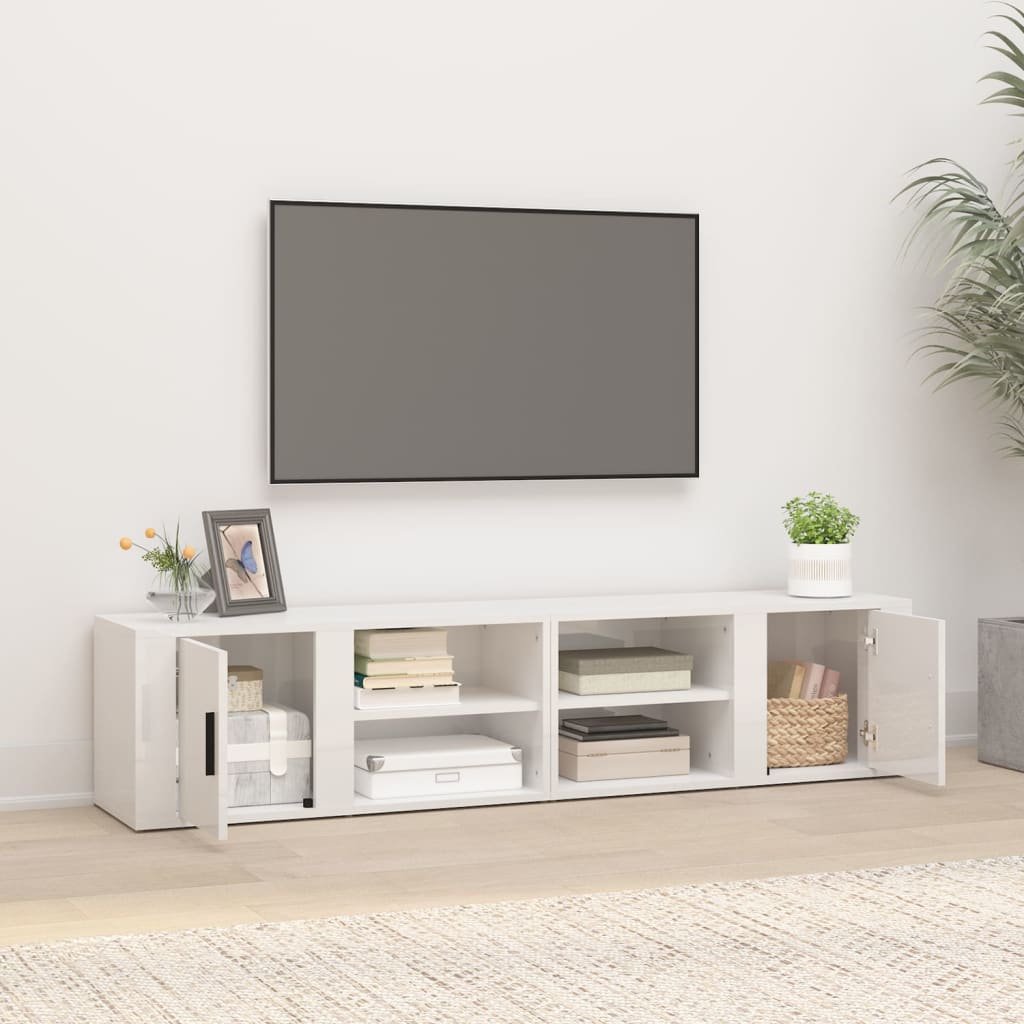Tv-meubels 2 st 80x31,5x36 cm bewerkt hout hoogglans wit is nu te koop bij PeponiXL, paradijselijk wonen!