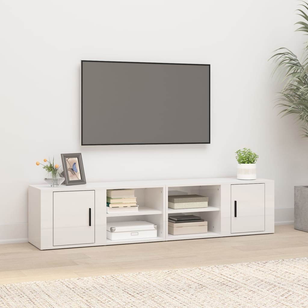 Tv-meubels 2 st 80x31,5x36 cm bewerkt hout hoogglans wit is nu te koop bij PeponiXL, paradijselijk wonen!