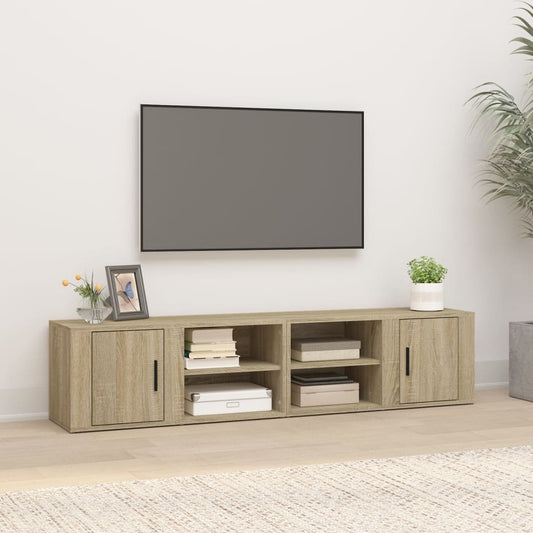 Tv-meubels 2 st 80x31,5x36 cm bewerkt hout sonoma eikenkleurig is nu te koop bij PeponiXL, paradijselijk wonen!