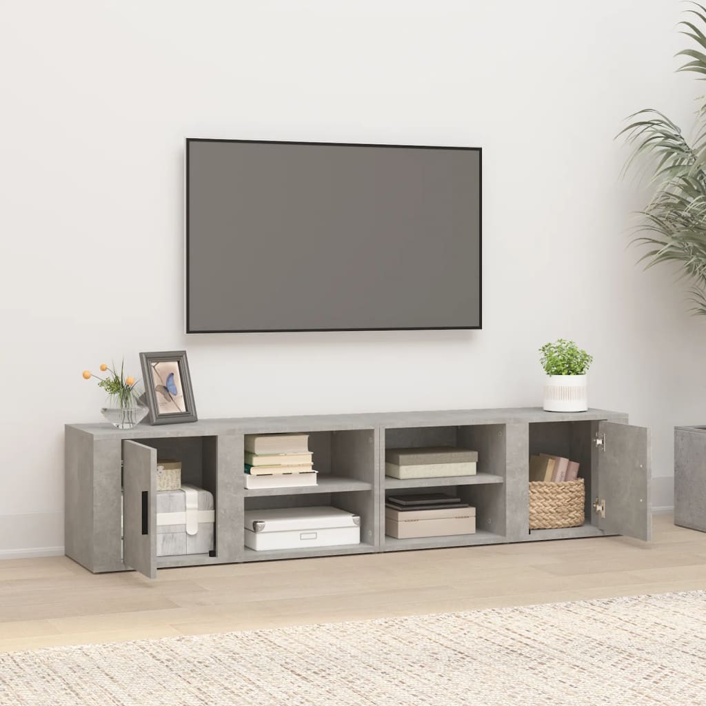 Tv-meubels 2 st 80x31,5x36 cm bewerkt hout betongrijs is nu te koop bij PeponiXL, paradijselijk wonen!