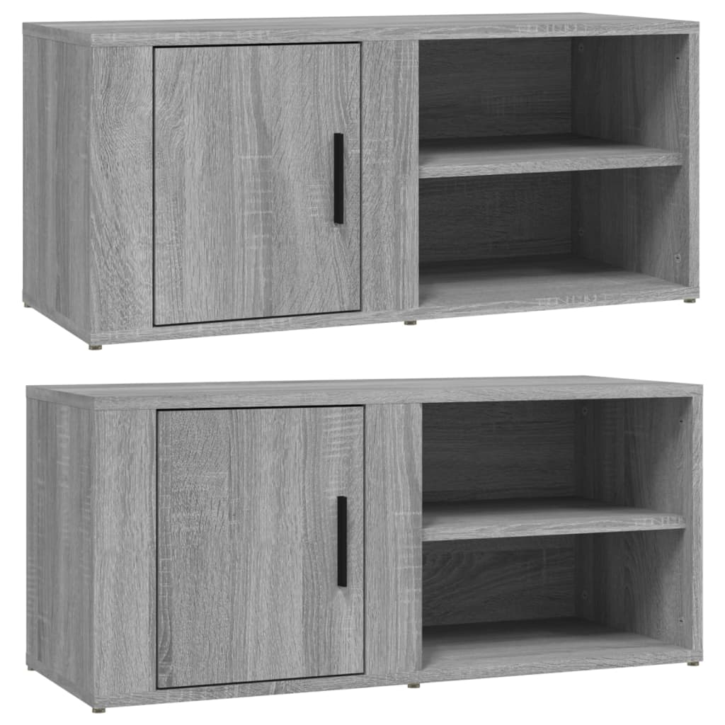 Tv-meubels 2 st 80x31,5x36 cm bewerkt hout grijs sonoma eiken is nu te koop bij PeponiXL, paradijselijk wonen!
