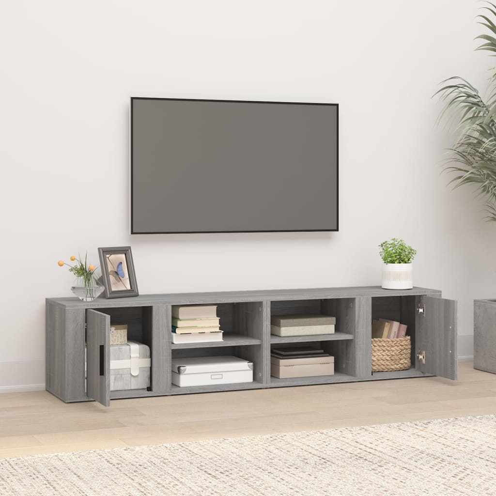 Tv-meubels 2 st 80x31,5x36 cm bewerkt hout grijs sonoma eiken is nu te koop bij PeponiXL, paradijselijk wonen!