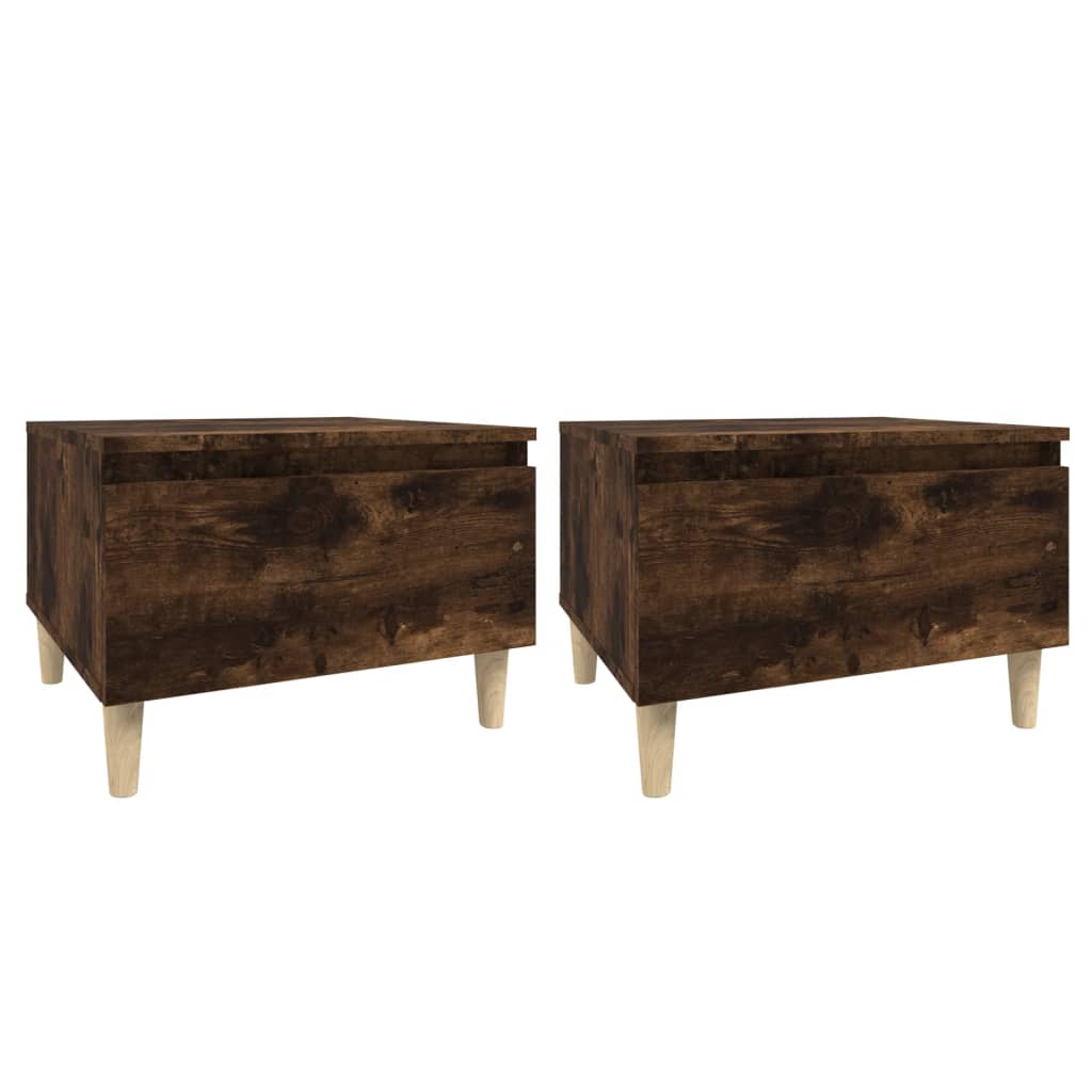 Bijzettafels 2 st 50x46x35 cm bewerkt hout gerookt eikenkleurig is nu te koop bij PeponiXL, paradijselijk wonen!