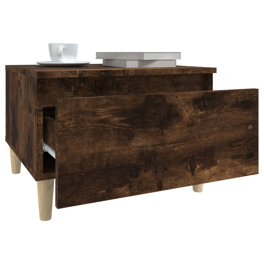 Bijzettafels 2 st 50x46x35 cm bewerkt hout gerookt eikenkleurig is nu te koop bij PeponiXL, paradijselijk wonen!