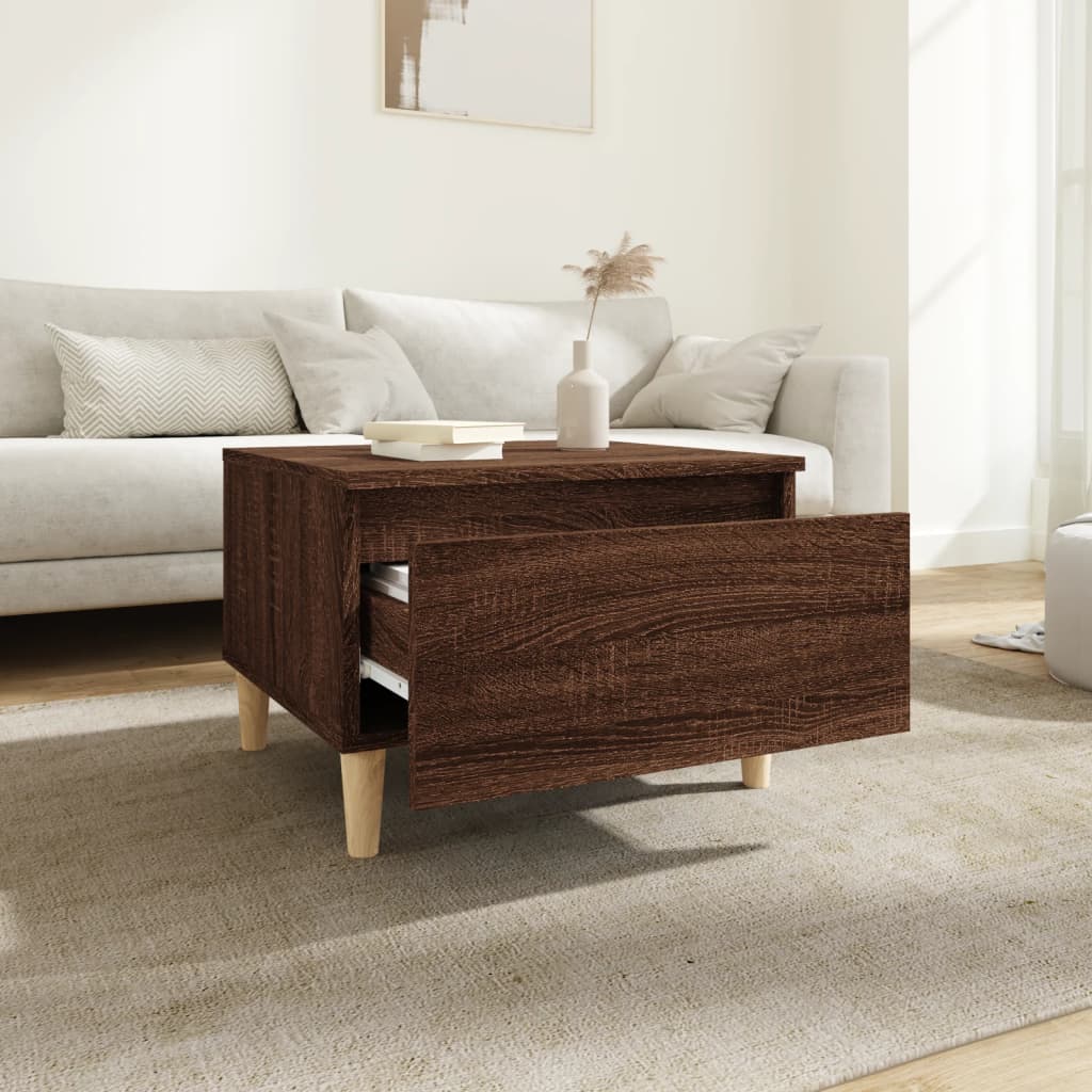 Bijzettafel 50x46x35 cm bewerkt hout bruin eikenkleur is nu te koop bij PeponiXL, paradijselijk wonen!