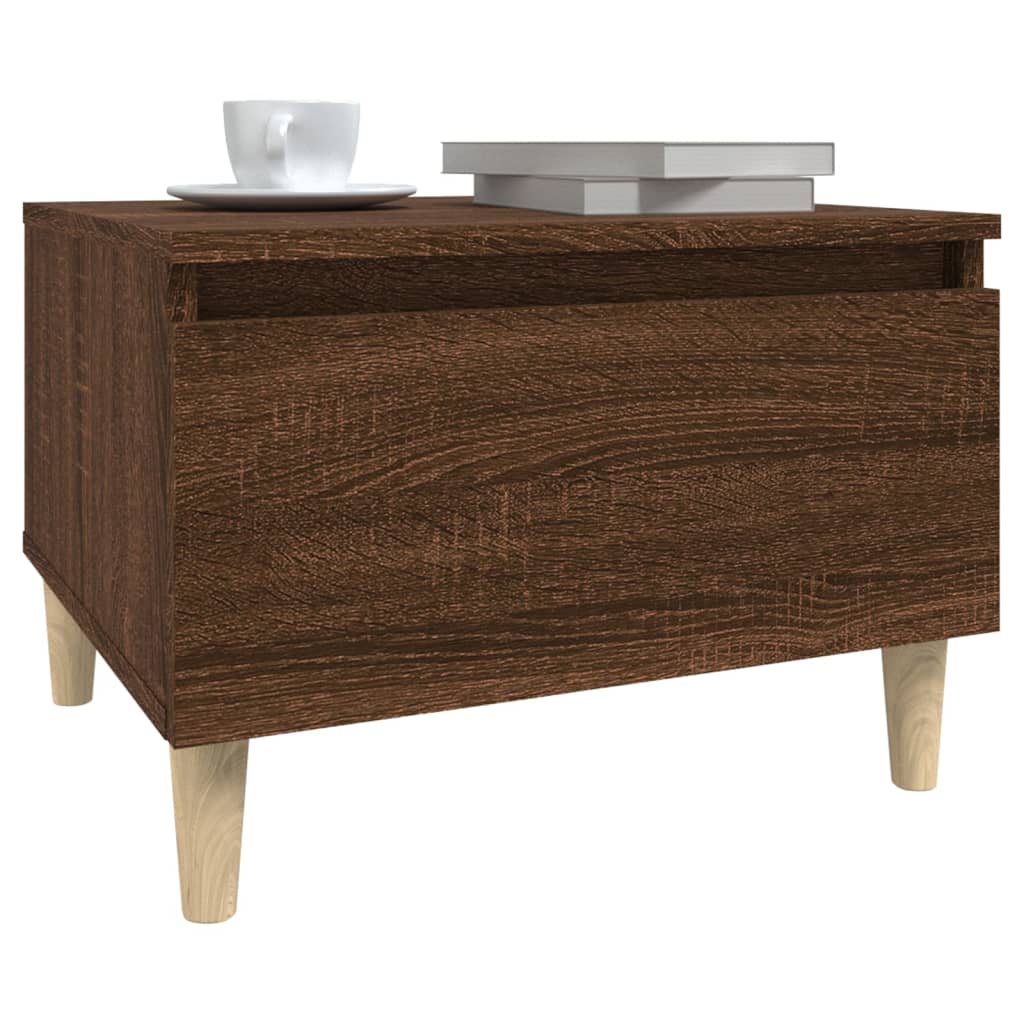 Bijzettafel 50x46x35 cm bewerkt hout bruin eikenkleur is nu te koop bij PeponiXL, paradijselijk wonen!