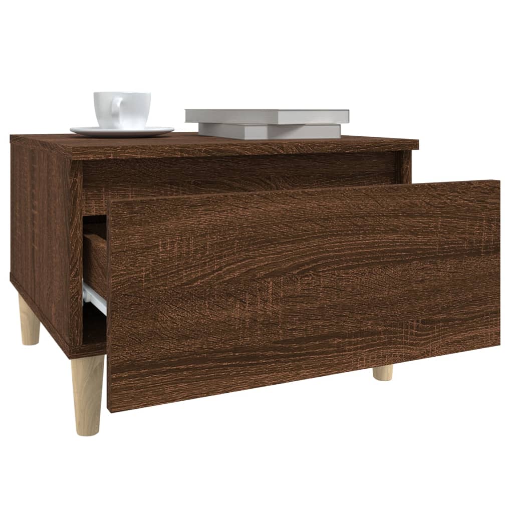 Bijzettafel 50x46x35 cm bewerkt hout bruin eikenkleur is nu te koop bij PeponiXL, paradijselijk wonen!