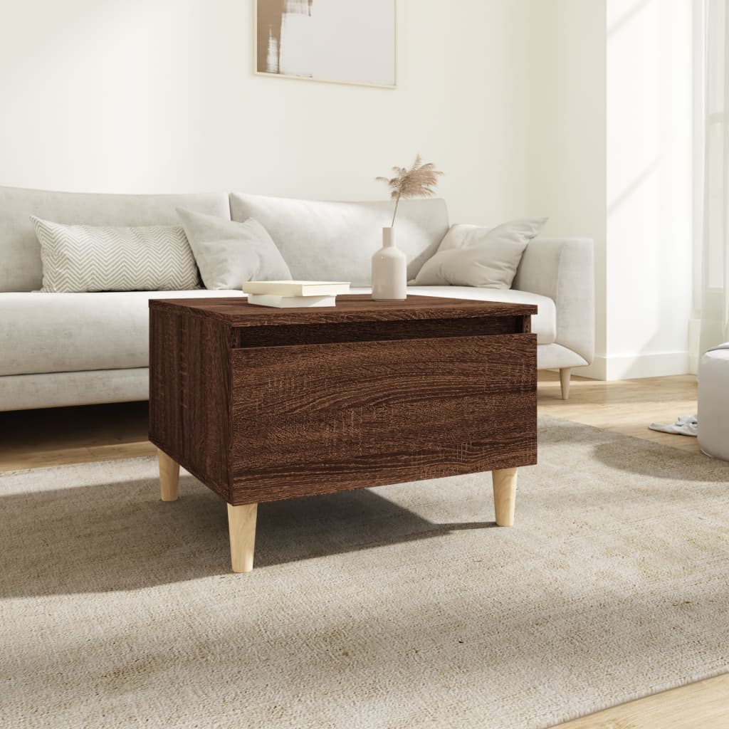 Bijzettafel 50x46x35 cm bewerkt hout bruin eikenkleur is nu te koop bij PeponiXL, paradijselijk wonen!