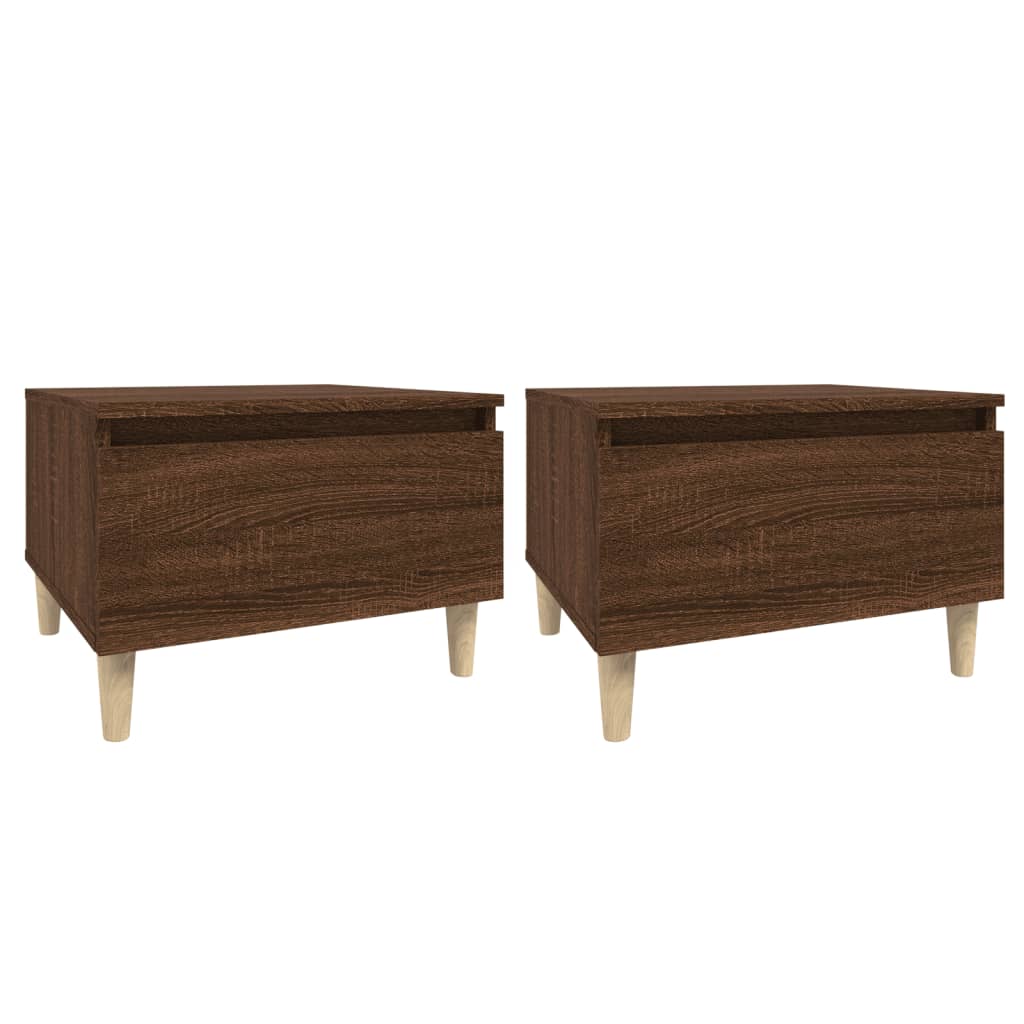 Bijzettafels 2 st 50x46x35 cm bewerkt hout bruin eikenkleur is nu te koop bij PeponiXL, paradijselijk wonen!