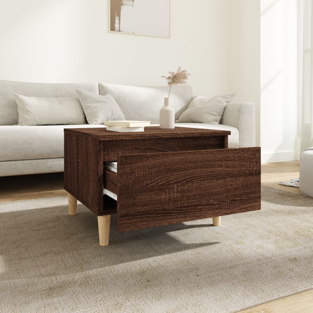 Bijzettafels 2 st 50x46x35 cm bewerkt hout bruin eikenkleur is nu te koop bij PeponiXL, paradijselijk wonen!
