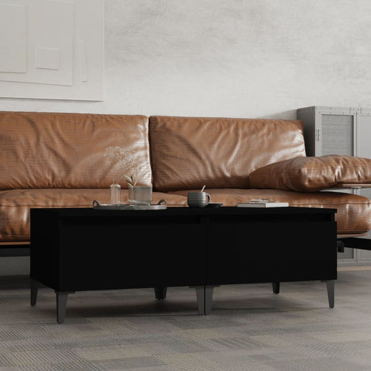 Bijzettafels 2 st 50x46x35 cm bewerkt hout zwart is nu te koop bij PeponiXL, paradijselijk wonen!