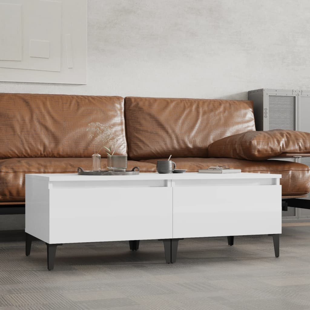 Bijzettafels 2 st 50x46x35 cm bewerkt hout hoogglans wit is nu te koop bij PeponiXL, paradijselijk wonen!
