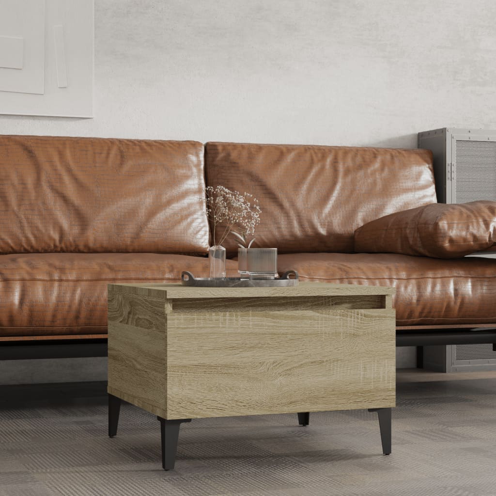 Bijzettafel 50x46x35 cm bewerkt hout sonoma eikenkleurig is nu te koop bij PeponiXL, paradijselijk wonen!