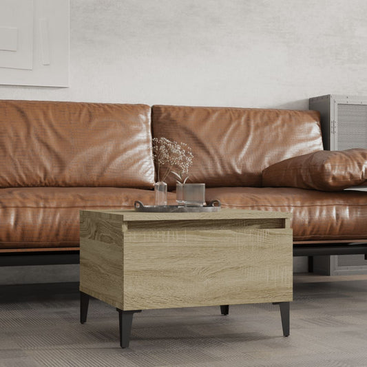 Bijzettafel 50x46x35 cm bewerkt hout sonoma eikenkleurig is nu te koop bij PeponiXL, paradijselijk wonen!