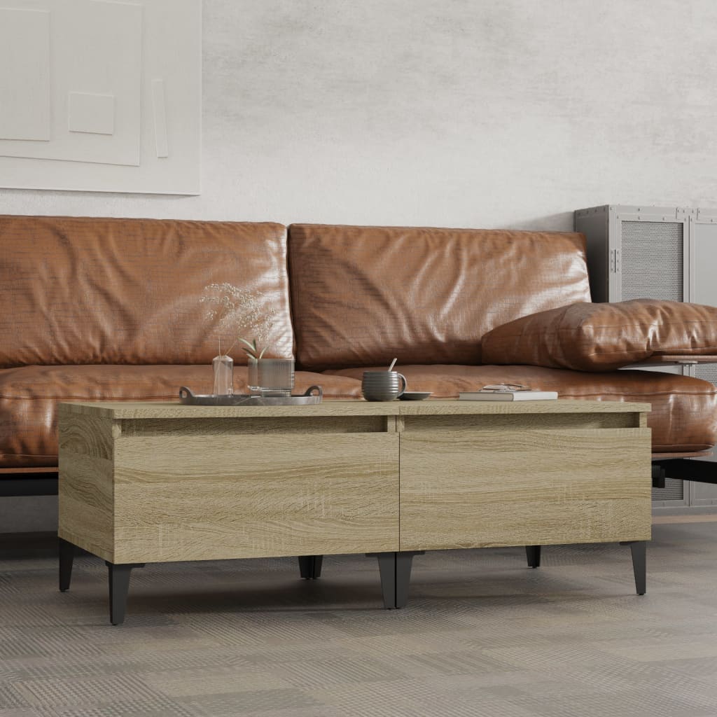 Bijzettafels 2 st 50x46x35 cm bewerkt hout sonoma eikenkleurig is nu te koop bij PeponiXL, paradijselijk wonen!