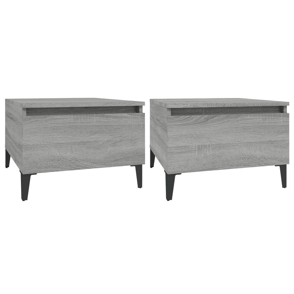 Bijzettafels 2 st 50x46x35 cm bewerkt hout grijs sonoma eiken is nu te koop bij PeponiXL, paradijselijk wonen!