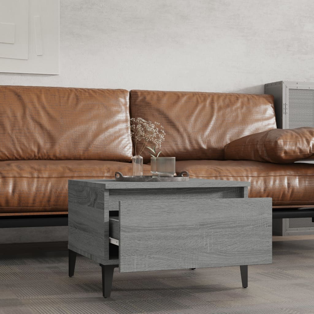 Bijzettafels 2 st 50x46x35 cm bewerkt hout grijs sonoma eiken is nu te koop bij PeponiXL, paradijselijk wonen!