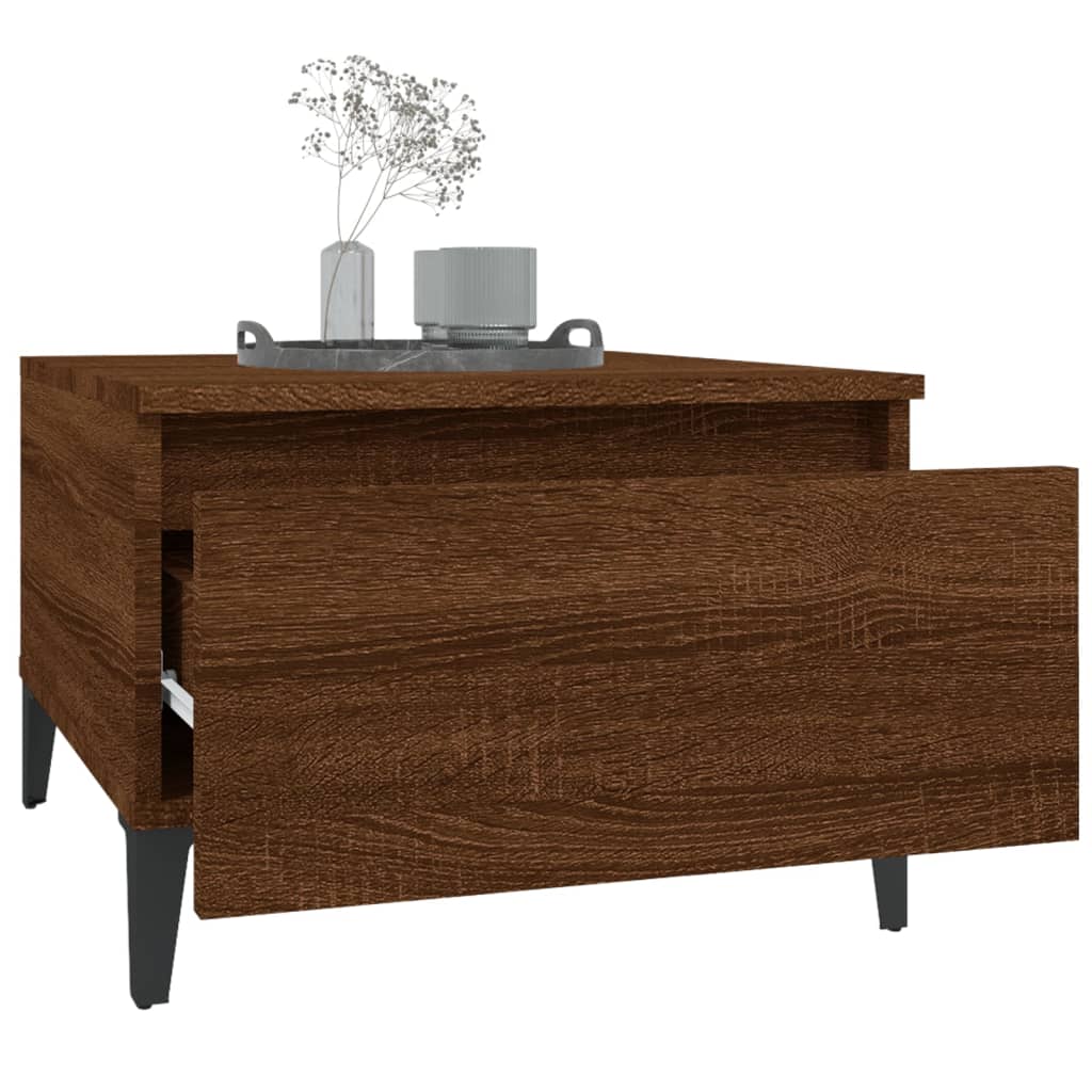 Bijzettafel 50x46x35 cm bewerkt hout bruin eikenkleur is nu te koop bij PeponiXL, paradijselijk wonen!
