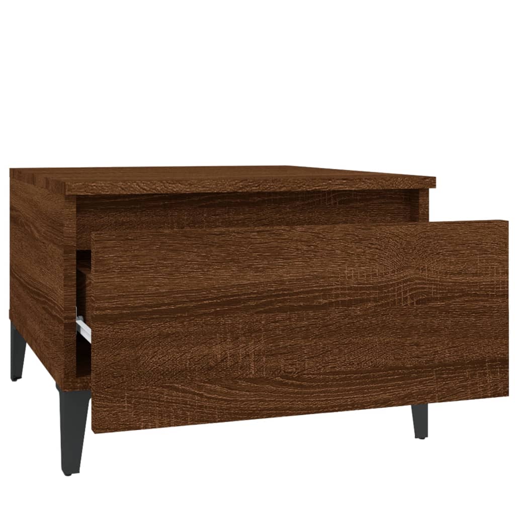 Bijzettafel 50x46x35 cm bewerkt hout bruin eikenkleur is nu te koop bij PeponiXL, paradijselijk wonen!