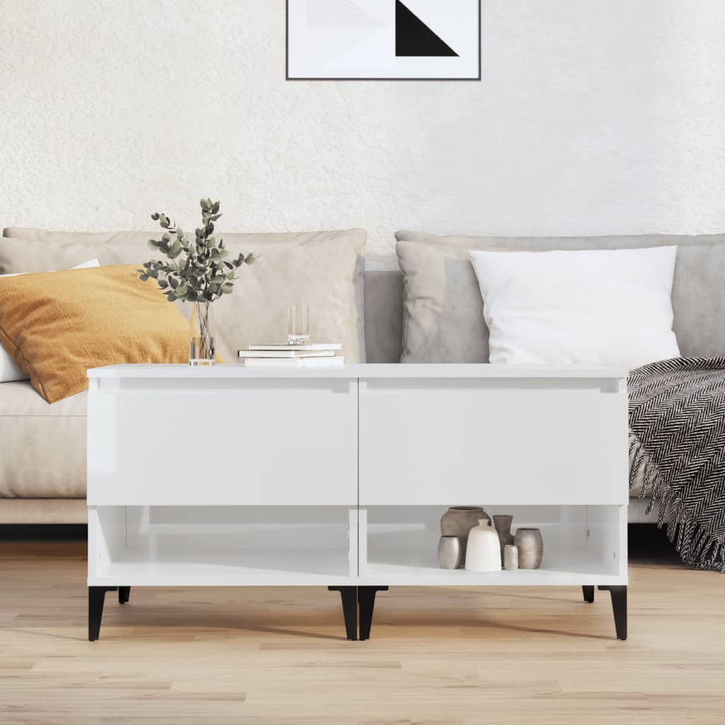 Bijzettafels 2 st 50x46x50 cm bewerkt hout hoogglans wit is nu te koop bij PeponiXL, paradijselijk wonen!