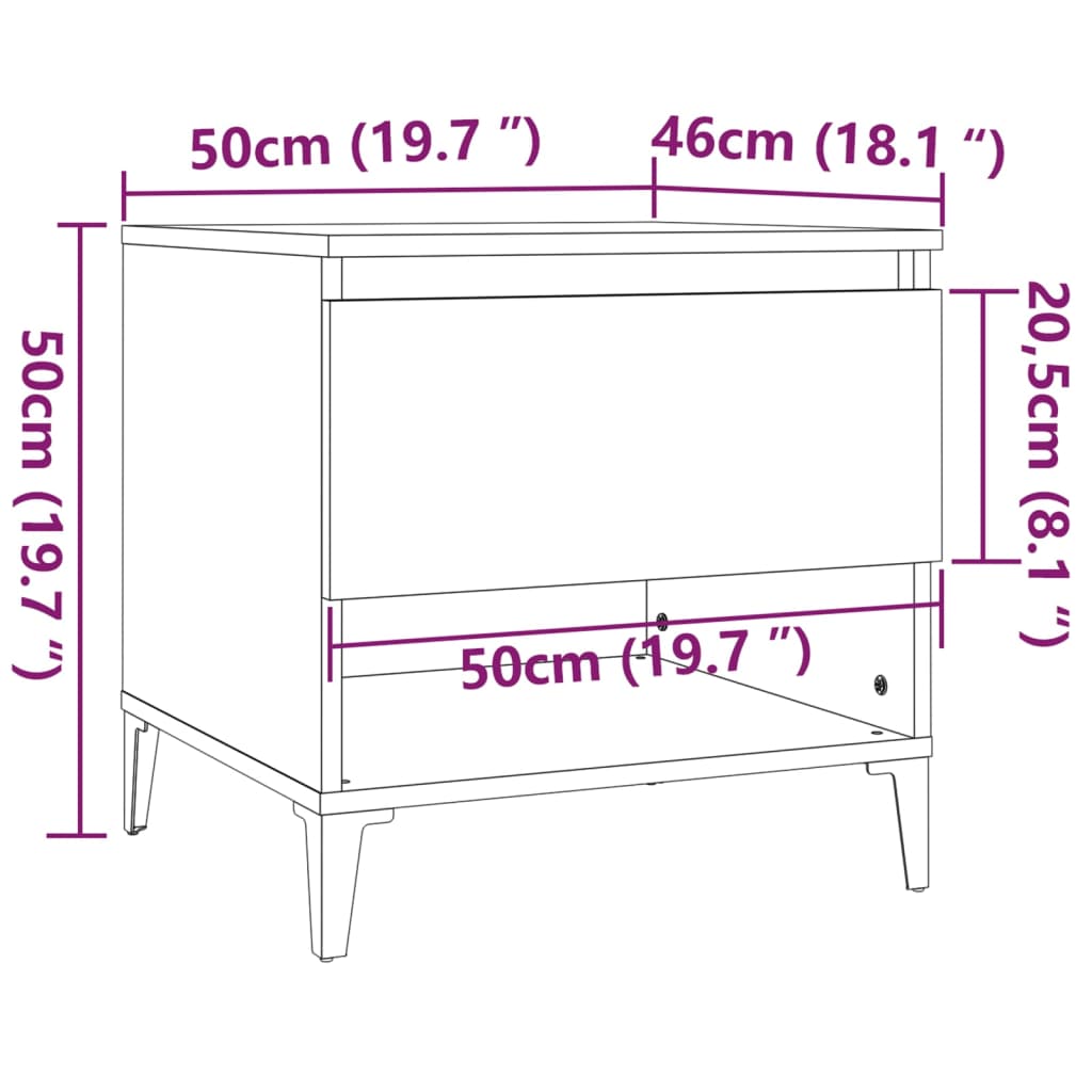 Bijzettafel 50x46x50 cm bewerkt hout betongrijs is nu te koop bij PeponiXL, paradijselijk wonen!